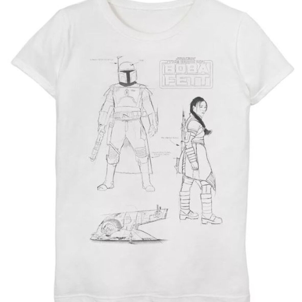 3/$15 Girls XL (14/16) Star Wars Book Of Boba Fett Line Art Graphic Tee